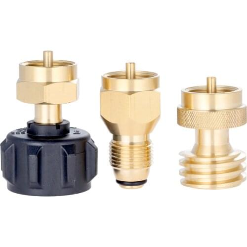 3 PCS Brass QCC1/POL Propane Adapter Set Refill Adapter Steak Saver Gas Grill Adapter for Disposable Small Propane Bottle