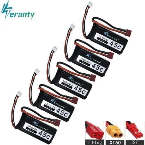 Upgrade 45C 7.4v 1800maH Lipo Batterry For RC Quodcopter Cars Boats Robot Drone Spare Parts 2s 1500mah 7.4v Rechargeable Battery