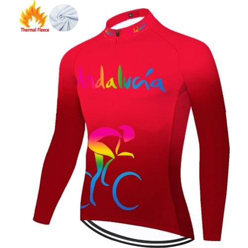 Andalucia Winter Thermal Fleece Vélo Maillot Maglia Uomo Tenue Velo Homme Hombre Manga Larga Jersey Ciclismo Camisa Ciclismo