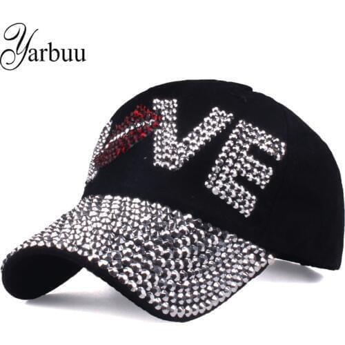 [YARBUU] Baseball caps New style letter LOVE cap for women sun hat rhinestone hat denim and cotton snapback cap free shipping