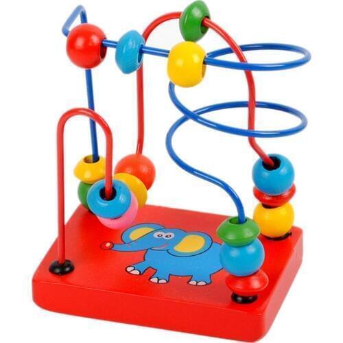 Kid Educational Learning Game Blocks Kids Montessori Wooden Elephant Wire Maze Around Beads Math Toys Baby Toy