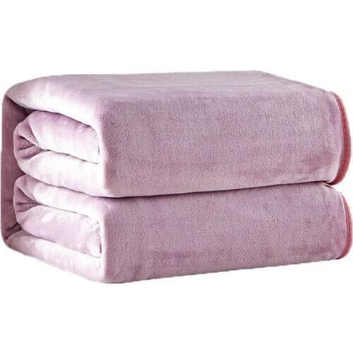 Home Textile Flannel Blanket Thickened Winter Super Warm Soft Blankets Sofa/Plane Travel Patchwork Solid Bedspread Cameo Brown