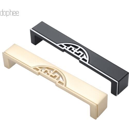 Dophee 1pc 96mm Chinese Style Handle Cabinet Drawer Pull Knob Door Pull Hardware zinc alloy Retro Furniture Black Gold