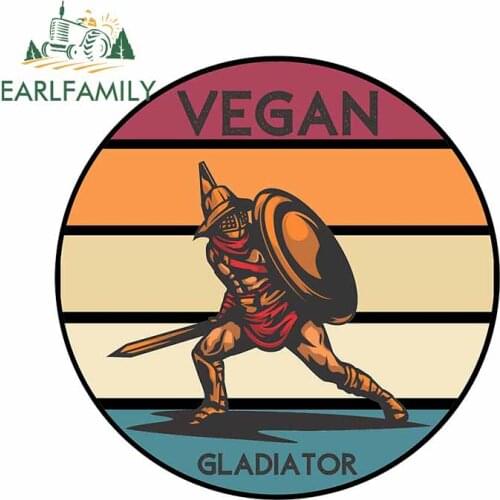 EARLFAMILY 13cm x 12.8cm for Vegan Gladiator Anime Car Stickers Cartoon Refrigerator Decal Personality Motorcycle RV Car Styling