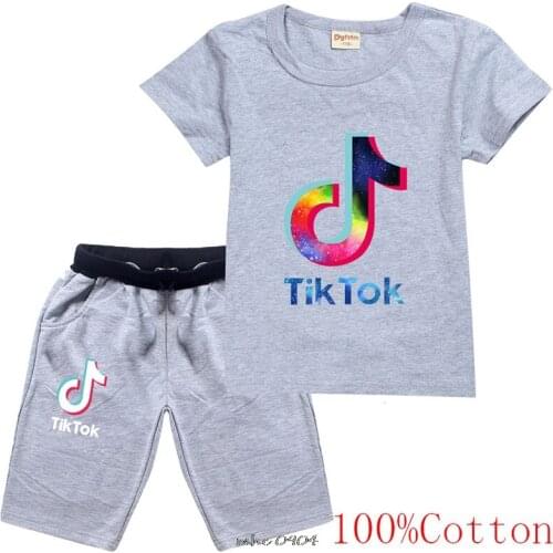 Tik Tok Children Cotton Summer Baby Boys Girls Clothes Tik Tok T Shirts Shorts 2Pcs/sets Outfit Kid Fashion Toddler Tracksuits