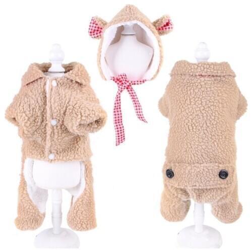 New Style Soft Autumn Winter Pet Puppy Fleece Romper Hat Four-legged Warm Dog Clothes Outfit Dogs Supplies Products