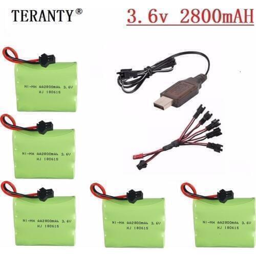 M Model ) Ni-MH 3.6V 2800mah Battery + 3.6v Charger For Rc toy Car Tank Train Robot Boat Gun AA 3.6v Rechargeable Battery Pack