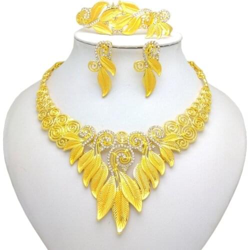 Fashion Necklaces Gold Color Big African Beads Jewelry Bridal Dubai Gold Jewelry Sets gifts party Necklace earrings ring bracele