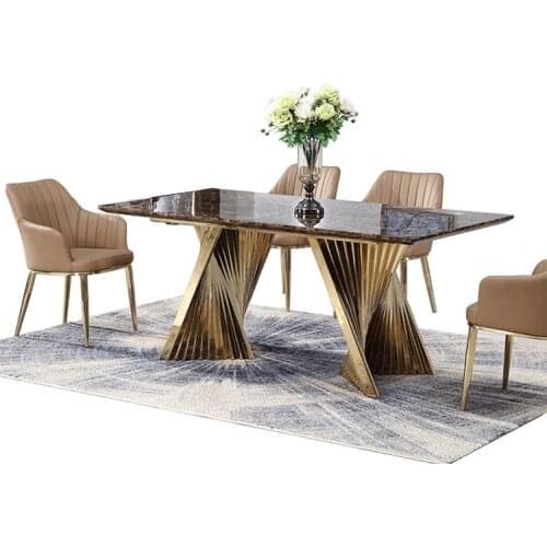 Marble stainless steel dining table set comedor sillas de comedor стол обеденный mesa comedor muebles de madera mesa + 4 chairs