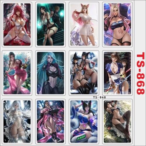 12pcs/set Two-dimensional Anime Peripheral Sexy Girl Laptop Refrigerator Luggage Bank Card Size Sticker