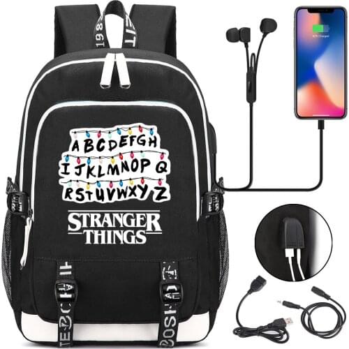 New Fashion Weird Stranger Things Demogorgon USB Boy Girl Book School bag Women Teenagers Men Laptop Backpack Packsack
