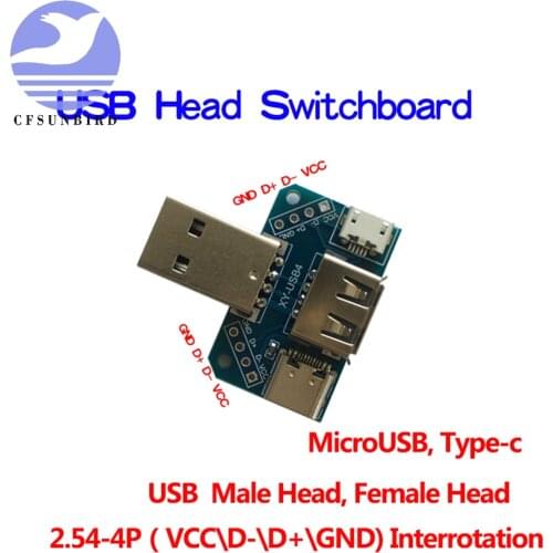 New USB adapter board male to female micro Type-C 4P 2.54mm inline USB4