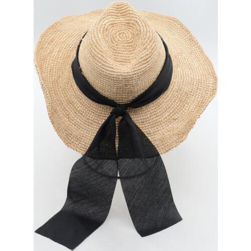 New stylish minimalist natural Rafi hand jazz hat beaded jazz straw hat outdoor beach straw hat summer hats for women