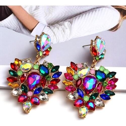 New Style Statement Long Metal Crystal Dangle Drop Earrings High-Quality Fashion Glass Jewelry Accessories For Women