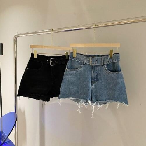 New women fashion 2021 loose belt denim shorts 0322