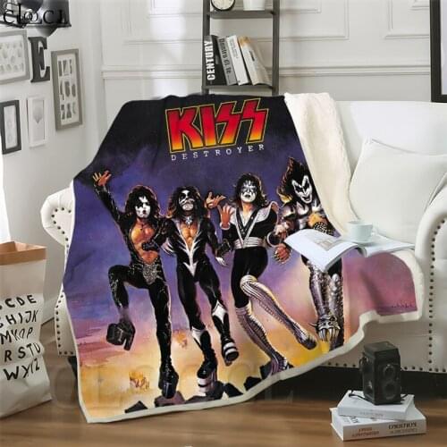 Blanket Fashion Rock Band KISS Printed Adult Kid Quilt for Bedding Cover Sofa Travel Office Character Throw Blanket