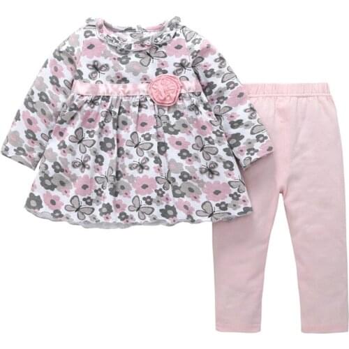 Autumn Winter Cute Sweet Baby Girl Floral Top + Pants 3PCS Outfit Long Sleeve Jumpsuit Print Romper Clothes Paty Clothing