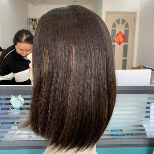 Alishevy lace top European virgin hair wigs 18inch no layer color 4 with beautiful HL jewish wig kosher wig Best Sheitels