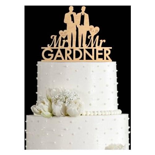 Custom Gay wedding cake toppe with laste name ,,mr and mr,same sex cake toppers