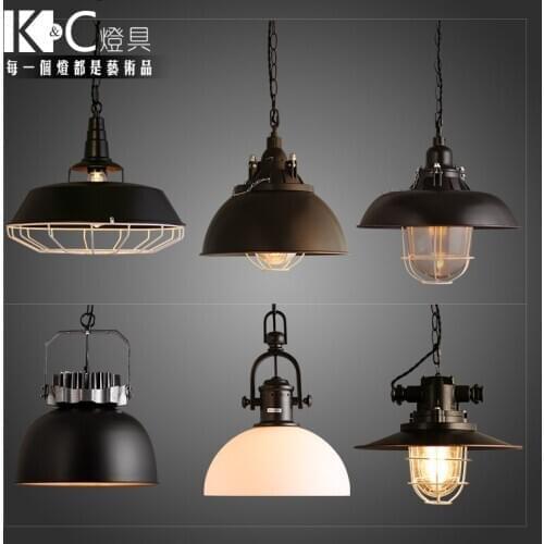 Loft Retro Industrial Coffee Hall Bar Iron Chandelier Chandelier Single Head Cover American Village Restaurant hanglamp