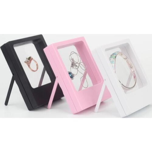 Transparent Jewelry Display Box Ring Suspended Floating Holder Case Jewellery Coins Gems Jewelery Stand Cases SN2199