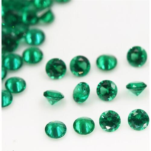 Size 1mm~3mm Round Shape Green Color Nano Synthetic Gems Stone