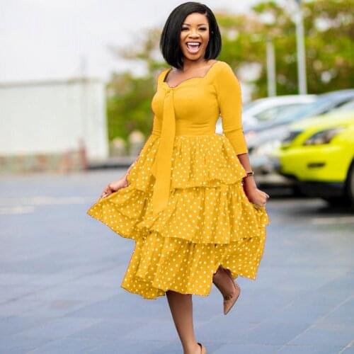 S-3XL Plus Size Women African Ball Gown Dresses 2021 Spring Autumn Midi Dress Ladies Casual Vestidos Beach Party Robe Femme