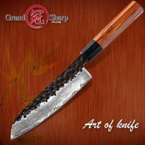 Santoku Knife Hand Forged 7 Inch 3 Layers Japanese AUS10 High Carbon Stainless Steel Chefs Kitchen Cooking Tools Eco Friendly