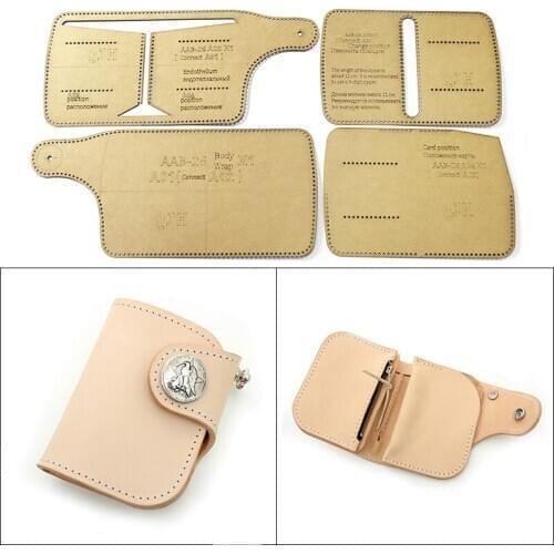DIY handmade leather wallet mold kraft paper template diy leather craft making short coin purse sewing making drawings pattern