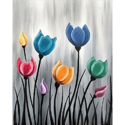 SHAYI DIY 5D Diamond Painting Cartoon Tulip Flower Scenery Embroidery Cross Stitch Full Square/Round Drill Home Decor Painting