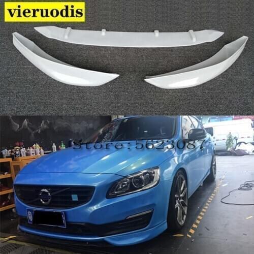 Car Styling ABS Plastic Unpainted Color Front Bumper Lip Trunk Spoiler Protector 3Pcs For Volvo S60 s60l S60L 2012-2017