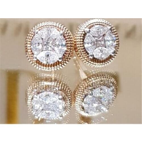 Modyle 2021 Fashion Luxury Silver Color AAA Small Round Zircon Stud Earrings for Women Christmas gift Korean Jewelry