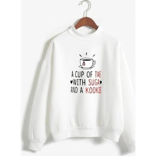 2019 Unisex hoody kpop sweatshirt a cup of tae with suga and a kookie hoody sweatshirt for casual harajuku kpop hoody top