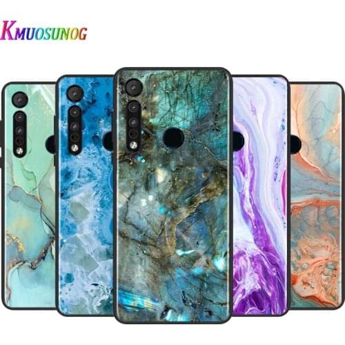 Vintage marbling For Motorola G9 G8 G Stylus Power One Fusion Hyper Edge E7 E6 5G Plus Play Lite Black Silicone Soft Phone Case