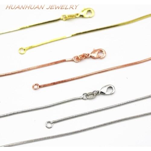 High Grade Copper Stainless Steel 1mm Link Chain For Women Snake Necklace Choker Valentine Birthday Gifts Jewelry 18inch B3368