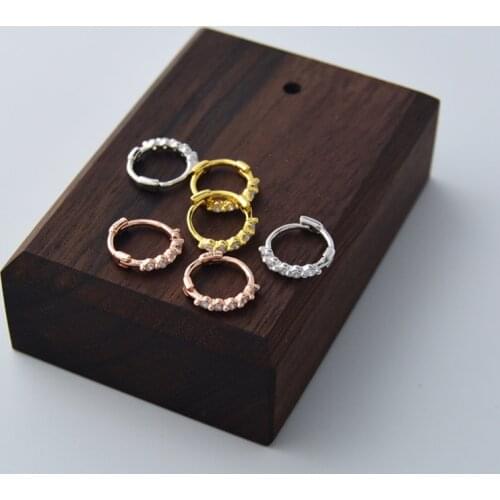 925 sterling silver earrings fashion delicate round zircon ear ring ear bone ear buckle wild personality woman girl ear jewelry