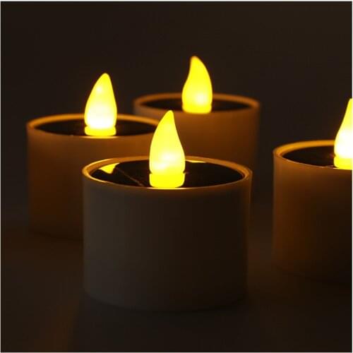12Pcs Solar Candle Light Smokeless Simulation Electronic Candle Light Outdoor Solar Tea Wax Light for Christmas Halloween Decor