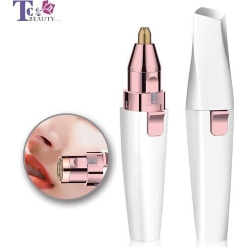 2 In 1 Electric Eyebrow Trimmer Makeup Painless Eye Brow Epilator USB Mini Shaver Razors Portable Facial Hair Remover Depilador