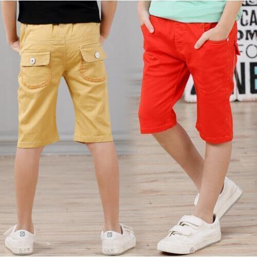 2018 summer children causal pant Kids new high quality fashion solid color pockets good cotton knee length for boys 3-11 years