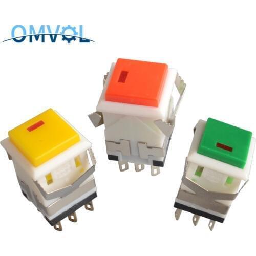 3PCS Self-lock&Momentary push button switch with lamp DC3V