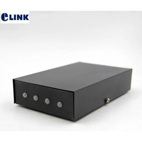 5pcs 4 core ftth box optical fibre distribution box cold rolled steel fiber terminal box for pigtail out direct black 0.6mm