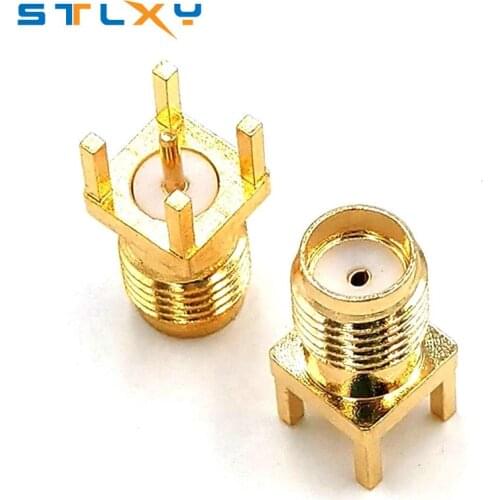 5PCS SMA Female Jack Solder Nut Edge PCB Clip Straight Mount Gold Plated RF Connector Receptacle Solder