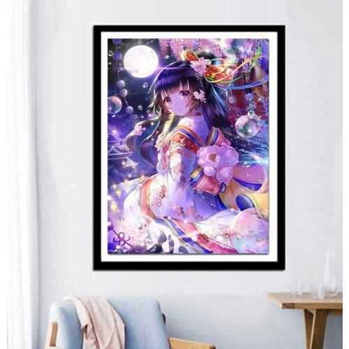 Diamond Painting Anime Girls Diamond Embroidery Full Round Drill Japan Anime Cross Stitch Wall Art Pictures for Home Decoration