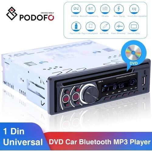 Podofo 8169A Universal 1 Din Bluetooth Car Stereo MP3 Player 1din Autoradio CD VCD DVD AUX USB FM Radio Auto Audio Car Player
