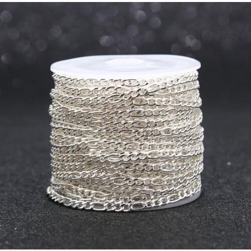 2Meters Stainless Steel Silver Plated Figaro Chains 3mm Width 3:1 Cable Link Chain for DIY Necklace Jewelry Making High Quality