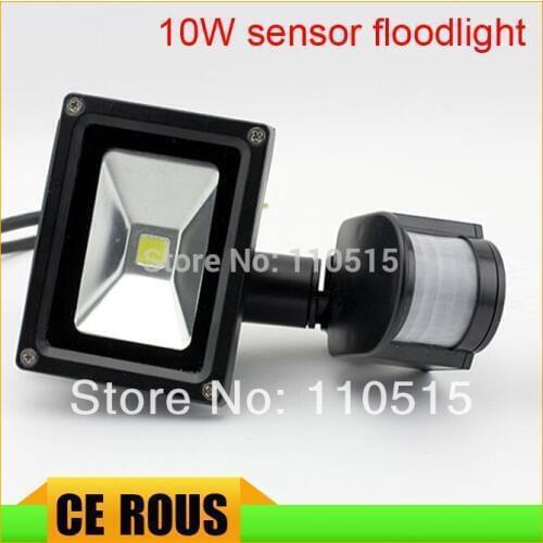 AC 110-220V Black Color 10W PIR Passive Infrared Motion Sensor Flood Light 900 Lumen waterproof park light