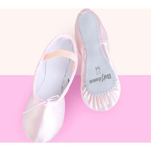 Girls Shiny Satin Ballet Dance Shoes Professional Full Sole Ballet Shoes Kids Children Elastic String Dance Slippers
