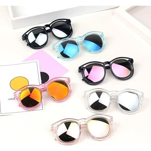 Kids Round Mirrored Sunglasses Girls Lovely Cute Cat Eye Sun Glasses for Children UV400 Blue Red Lens Oculos Anti-UV Eyeglasses