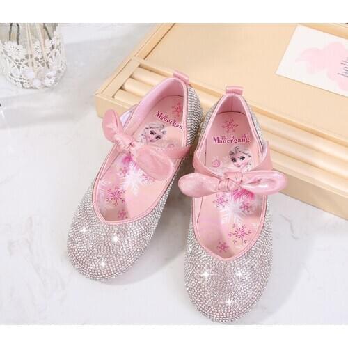 Childrens 2021 Cartoon Shoes For Girls Princess Party Shoes casual With Rhinestone Children Party Dress Shoes Low Heel Sandals