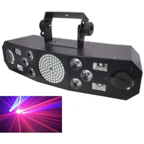 DJ Disco Light Party Light Voice Music Control KTV Laser Projector Light 5in1 RGB Effect Lamp For Stage Party Bar Home Wedding